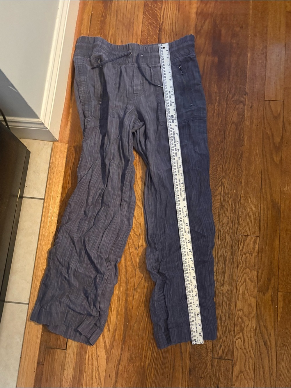 Athleta Blue Linen Wide-Leg Pants Size 8